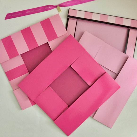 RARE Victorias Secret Gift Box Pink Stripe Black Floral Vintage - Picture 4 of 5